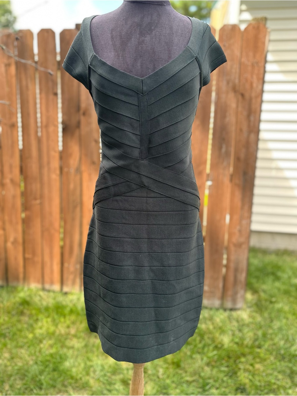 bebe Dark Green Bandage Mini Dress